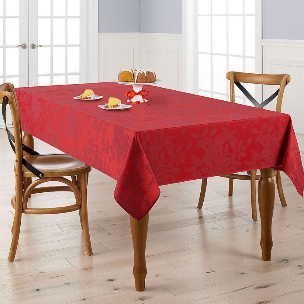 👀50% OFF🍽 NWT‼️ St. Nicholas Square Red Poinsettia Tablecloth, 60 x 120